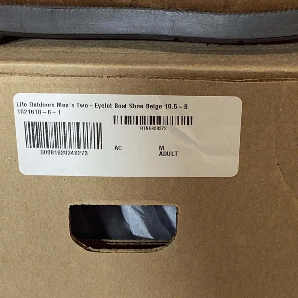 Men’s NWT Life Outdoors Two-Eyelet Boat Shoe Beige Size 10.5